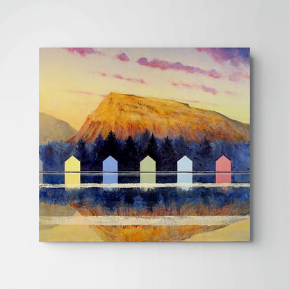 Maine Mountain and Houses