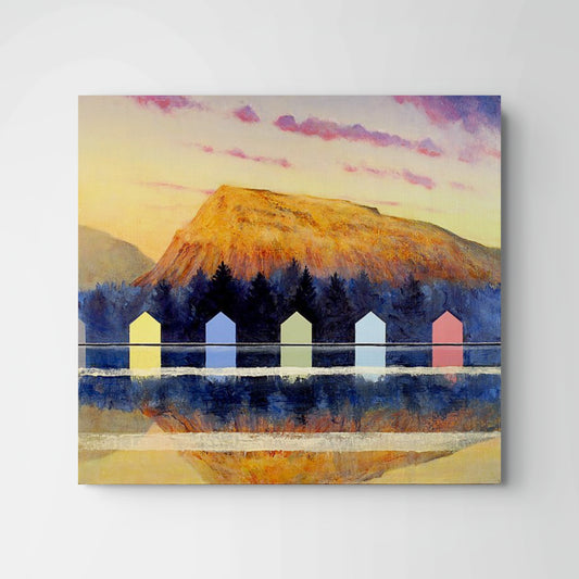 Maine Mountain and Houses