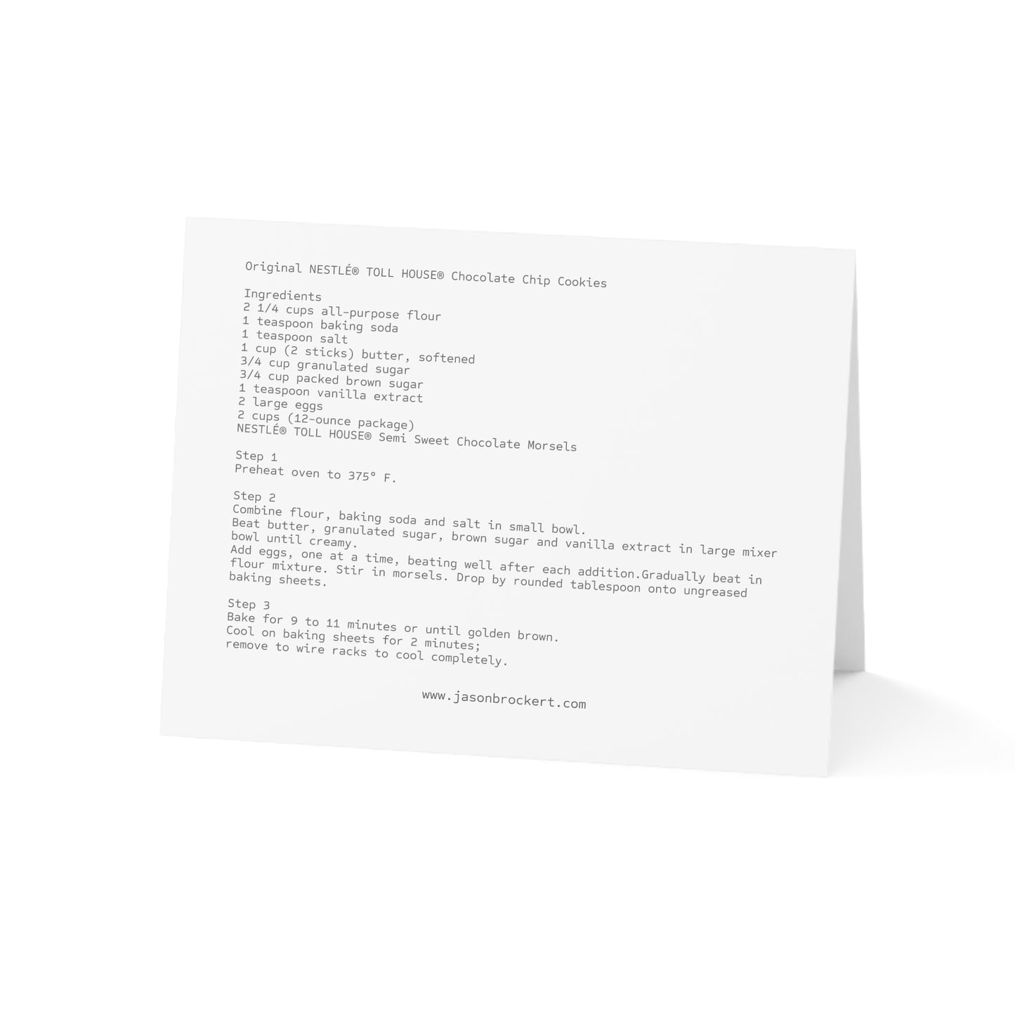 Free Art Note Card Nestles Chocolate Chip Morsels