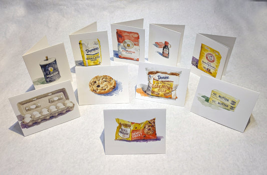Set of 9 (+1) Nestles Chocolate Chip Cookies Recipe Art Note Cards