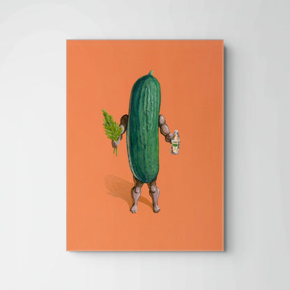 Cucumber Wants to be Pickled Action Figure Painting