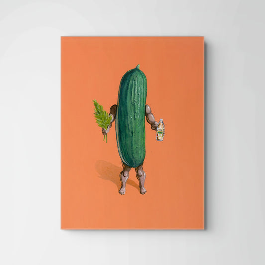 Cucumber Wants to be Pickled Action Figure Painting
